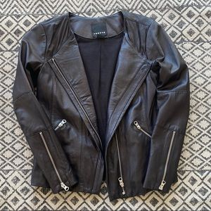 Trouvé Leather Jacket with Silver Zippers.
